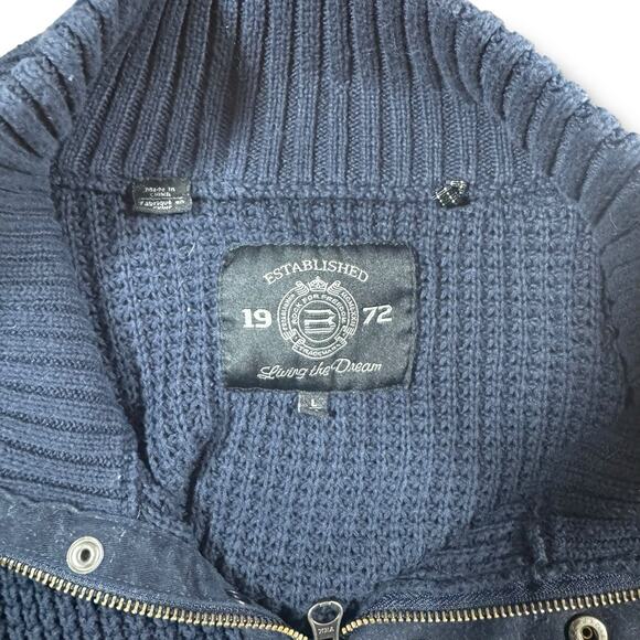 Buffalo David Bitton Commando Sweater Men's L Navy Waffle Knit Pullover Fall - Picture 4 of 7